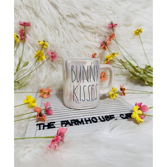 Rae Dunn Easter Spring Iridescent Bunny Kisses Ceramic Coffee Mug Home Decor - Picture 4 of 7